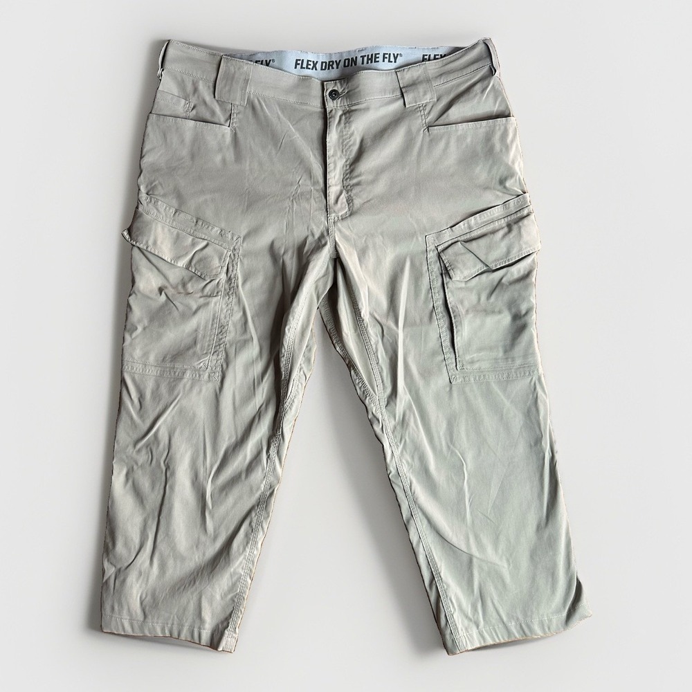 Duluth Flex Dry on the Fly Cargo Pants Stretch 42x26 Mens Beige Fishing Hiking